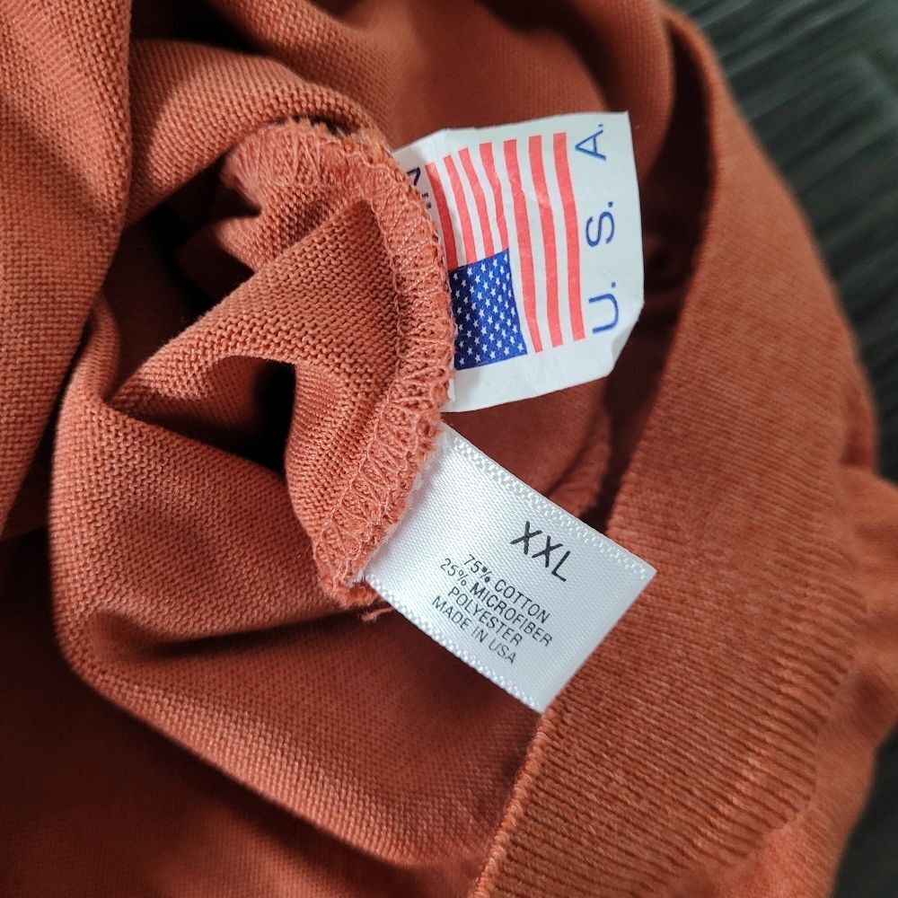 Maus And Hoffman Mock Neck knit Sweater Orange Men's XXL Lightweight Pullover - Picture 4 of 7